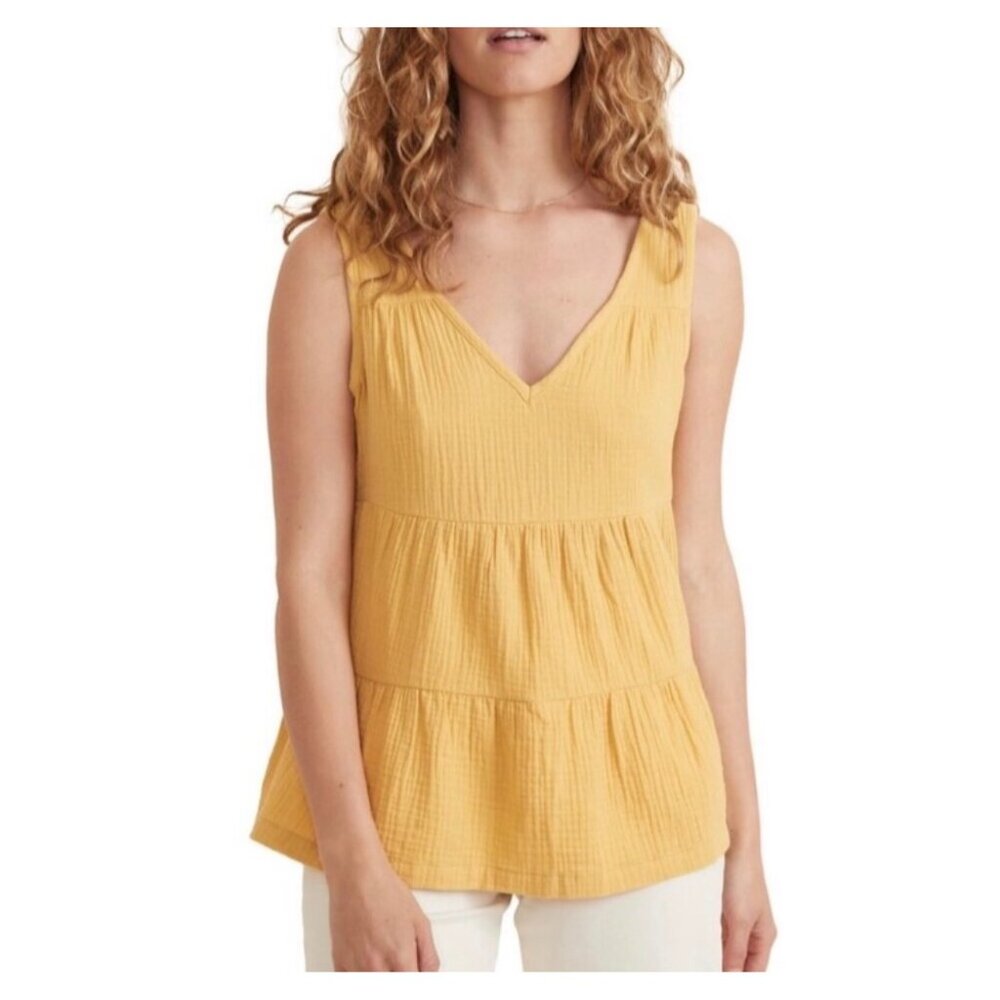 Marine Layer Corinne Tank Sunflower Yellow XS Summer Sleeveless V-Neck Top new